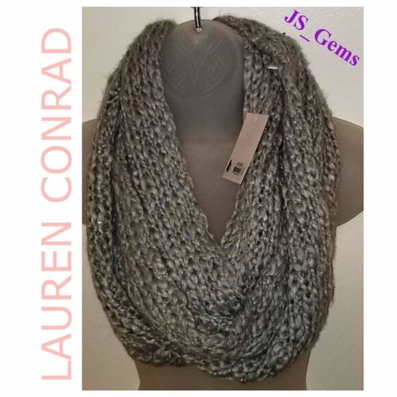 New LC Lauren Conrad Scarf Womens Grey Infinity Chunky Knit One Size - Picture 1 of 8